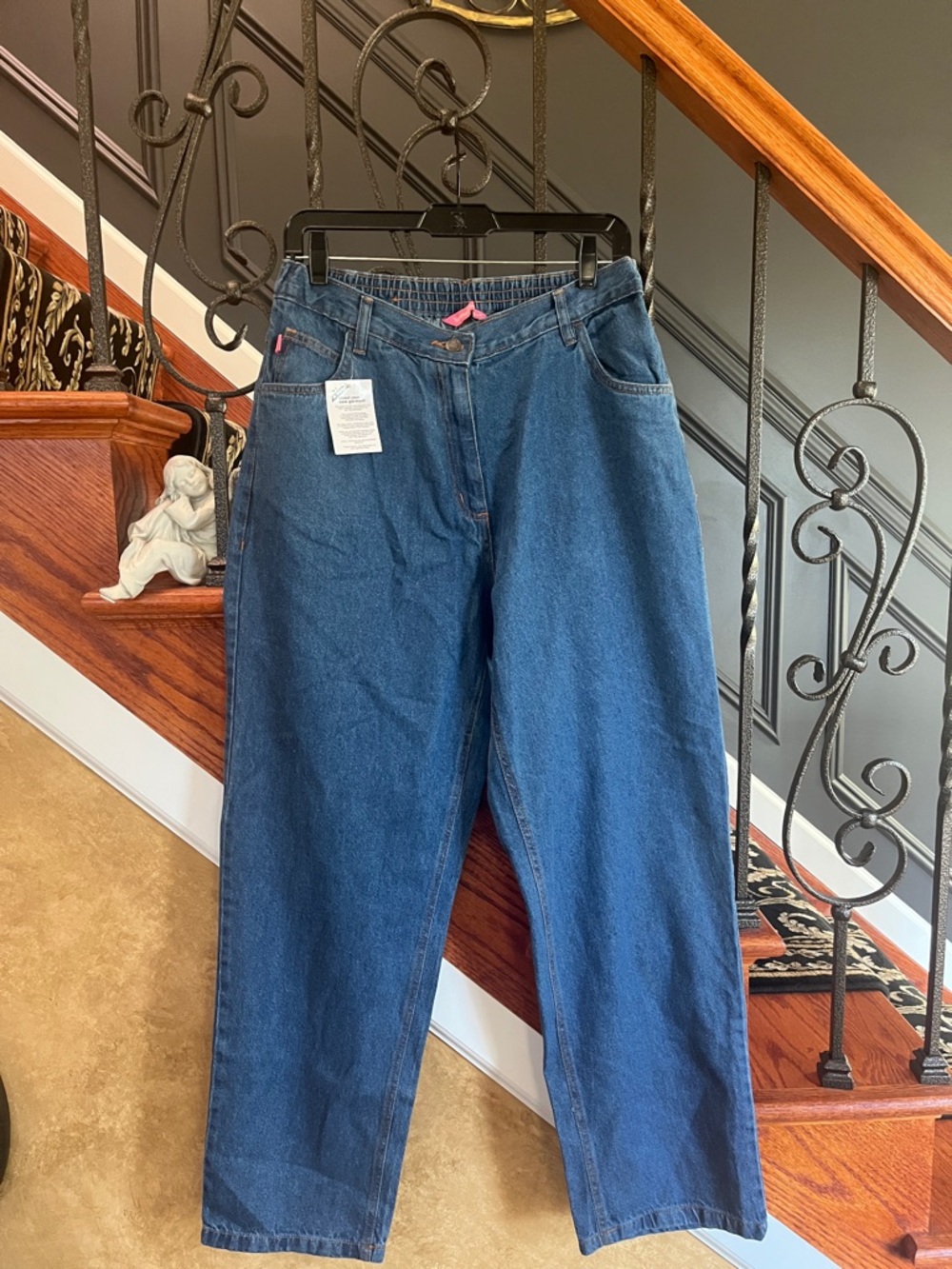Woman Within Classic Fit Plus Size Blue Denim Jeans With Elastic Back Size 14W